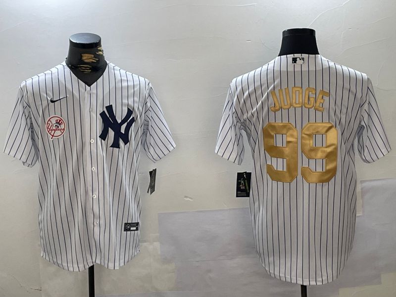 Men New York Yankees #99 Judge White Stripe Fashion Nike 2024 MLB Jersey style 15->new york yankees->MLB Jersey